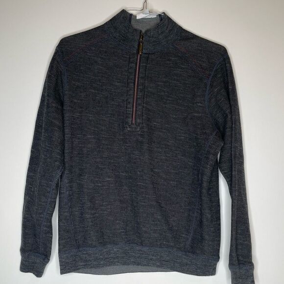 Tommy Bahama Reversible Heather Gray / Charcoal 1/4 Zip Top in‎ Size Small - Picture 4 of 7